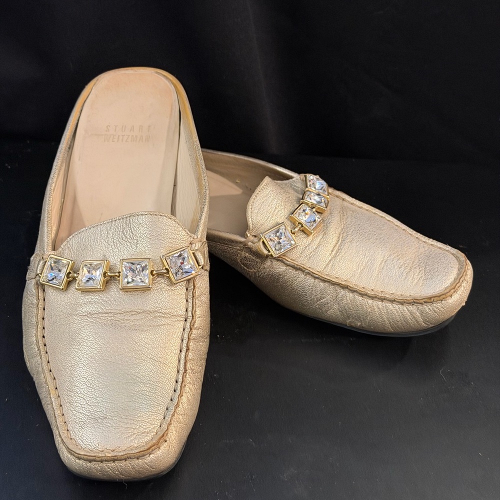 Stuart Weitzman Metallic Gold Men's Slip-Ons